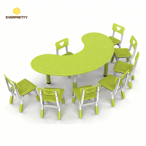 Muebles de Aula de Jardín de Infancia de Diseño Moderno Personalizado, Juego de Mesa y Sillas de Plástico Verde, Juego de Mesa de Plástico para Niños de Guardería - Product Image 1