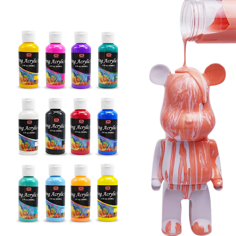 KHY-Kit de arte no Tox para niños, pinturas de oso fluidas Diy, acrílicas, de neón