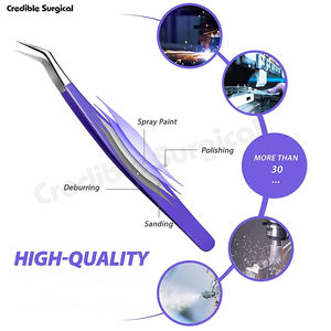 Juego de pinzas profesionales para pestañas de acero inoxidable, puntas rectas curvas y puntiagudas para uso en belleza - Product Image 4