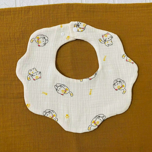 Fabrication de bavoirs pour bébé sur mesure, bavoirs en coton mousseline à motif floral, double couche absorbante avec bouton pression - Product Image 1