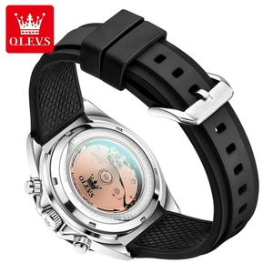 Montre mécanique automatique pour homme, livraison directe, boîtier en acier inoxydable Hangzhou, bracelet en silicone, phase de lune ajourée, étanche - Product Image 4