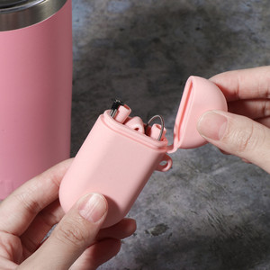 Gấp Silicone BOBA rơm tái sử dụng trà bong bóng bán sỉ phân hủy sinh học uống ống hút đóng mở trường hợp với túi - Product Image 2