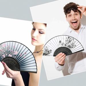 Éventail pliant artisanal en bambou DS Design, sculpté avec du tissu de soie, pour fêtes, mariages, cadeaux, décoration murale, style art populaire - Product Image 5