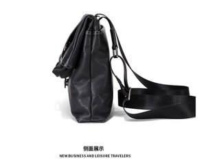 Sac messager en cuir véritable pour hommes, sac à bandoulière rétro, grande capacité, couleur unie, pour affaires et occasions décontractées - Product Image 5