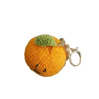 Gantungan Kunci Rajut Buatan Tangan Warna Oranye, Hiasan Tas Rajut Buah-buahan, Buah Rajut Buatan, Labu, Dekorasi Halloween, Dekorasi Panen, Thanksgiving