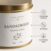 Étiquettes personnalisées pour bougies d'aromathérapie, papier recyclé, texture gaufrée, pour contenants de bougies de spa, emballage écologique pour marque.