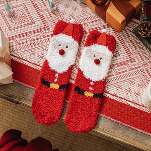 <span class=keywords><strong>Haute</strong></span> qualité chaussettes <span class=keywords><strong>de</strong></span> noël moelleux floue corail polaire femmes intérieur père noël arbre <span class=keywords><strong>de</strong></span> noël cerf mignon dessin animé vacances chaussettes - Product Image 6