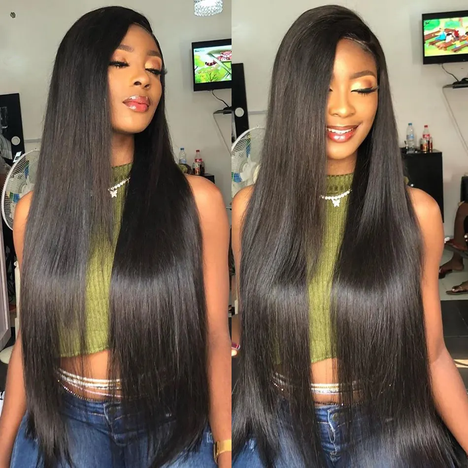 Vrigin Remy Unprocessed Brazilian Mink Human Hair 180% Density Long Straight Invisible Full Lace Wig with Baby Hair