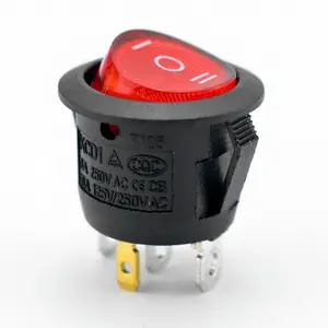 Kcd1 Round Push-Button Power 3 Position Rocker Switch On-Off-On 4Pin Illuminated Switch Kcd1-105