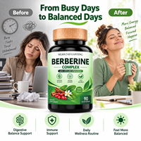 Complexe de berbérine, complément alimentaire avec cannelle de Ceylan, 90 capsules végétales, soutien digestif, immunitaire et bien-être quotidien