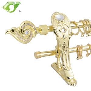 <span class=keywords><strong>Tringle</strong></span> à rideaux double dorée de style européen, design élégant, avec accessoires et supports doubles, pour <span class=keywords><strong>tringle</strong></span> en <span class=keywords><strong>bois</strong></span> - Product Image 3