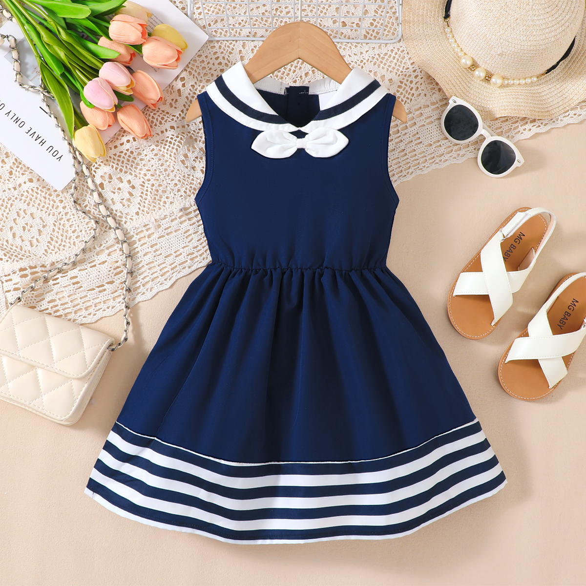 blue dress for baby girl Ombre Pink / Navy Stars Tulle Flower Girl Dress Kids Party Dress main image 0