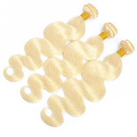 Cheveux humains brésiliens ondulés 613, blond russe, trame unique pour fermeture, qualité Remy, tissage vierge brut