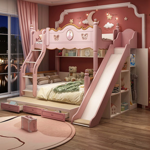 Letto a Castello in Legno per Bambini e Ragazze, Set Camera da Letto Moderno Lucido, Divano Letto Stabile - Product Image 1