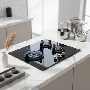 Table de cuisson à <span class=keywords><strong>gaz</strong></span> encastrable en verre trempé 3 brûleurs GPL/GN – Prix de gros <span class=keywords><strong>le</strong></span> plus bas - Product Image 1