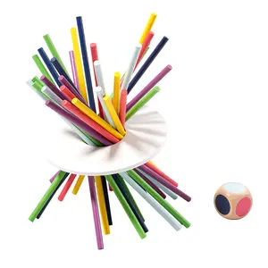 Mainan tongkat kayu berwarna, permainan interaktif Desktop anak orang tua, mainan tongkat kognitif warna Puzzle taman kanak-kanak