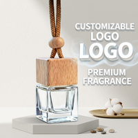 Flacon diffuseur de parfum pour voiture en verre carré vide de 8 ml avec bouchon en bois