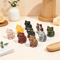 Figurine de chat en cristal naturel de haute qualité, sculptée à la main, statue d'animal chaton, logo personnalisable pour la guérison spirituelle - Vente en gros