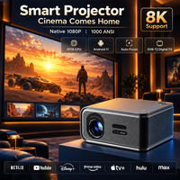 Proyektor Android 8k 30000 Lumens Native 1080P Full HD Auto Focus Speaker HiFi Proyektor Home Cinema TV Digital DVB-T2