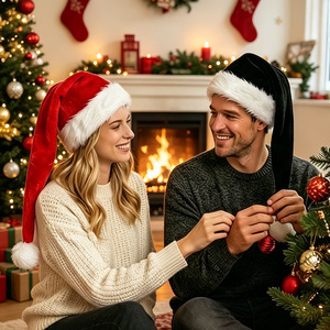 Nouveau chapeau <span class=keywords><strong>de</strong></span> Noël en peluche unisexe pour adultes, chapeaux <span class=keywords><strong>de</strong></span> Noël longs et courts, accessoires <span class=keywords><strong>de</strong></span> fête du Nouvel An - Product Image 4