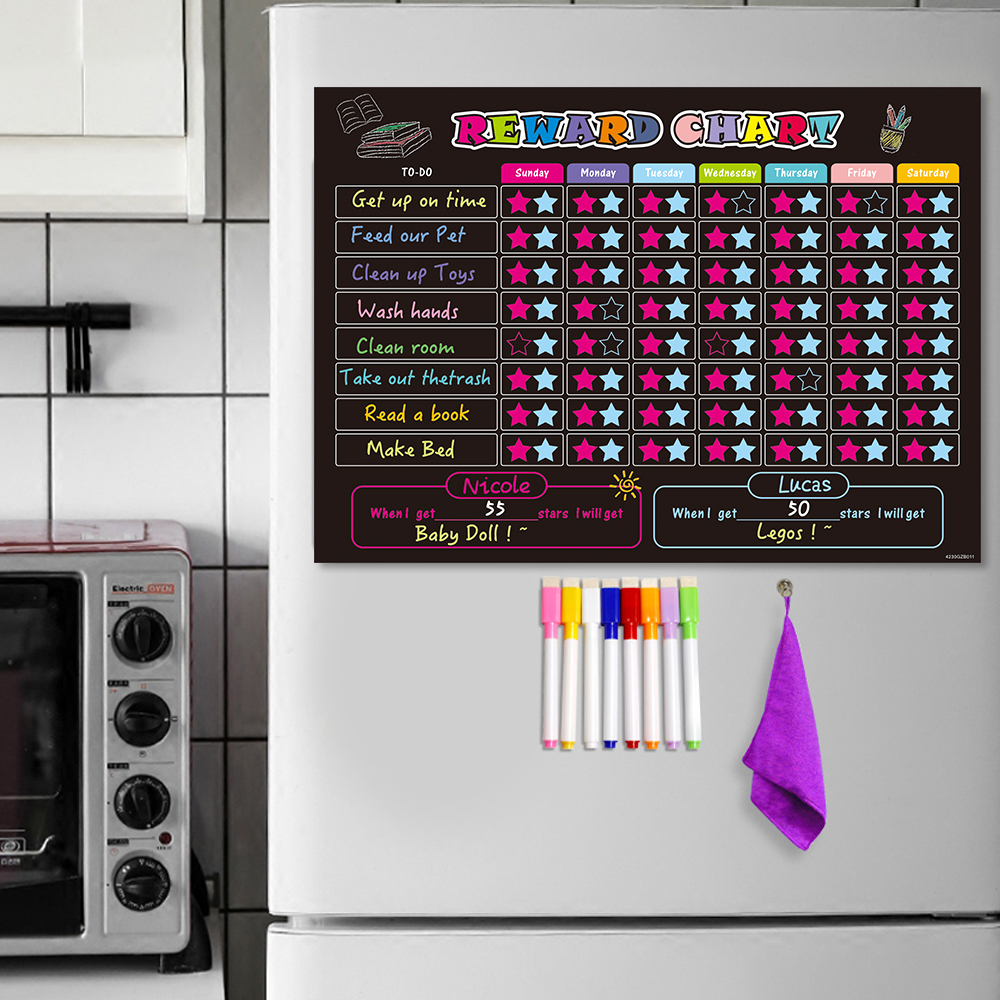 Поддержка индивидуальных детских наград, черные планировщики, магнитные планировщики для холодильника