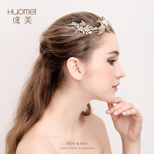 En gros <span class=keywords><strong>Fantaisie</strong></span> À La Main Feuille D'or Bandeau Bijoux De Mariage Mariée Diadème Couronne - Product Image 2