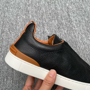<span class=keywords><strong>Zapatos</strong></span> Deportivos Casuales de Cuero <span class=keywords><strong>para</strong></span> Hombre, Estilo Skateboarding y Senderismo, Suela Plana, Bajos, Color Beige, Tipo Mocasín, con Punta Blanca y Banda Elástica - Product Image 4