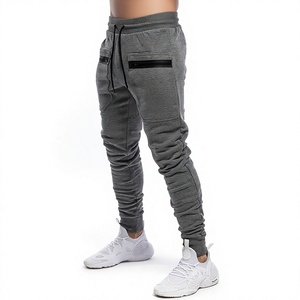 Bangladesh Supplier Men's Gray Skinny Fit Breathable Heavyweight Sweatpants Drawstring Waist Zip Pockets Casual Autumn Wear - Product Image 4