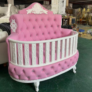 Meubles <span class=keywords><strong>de</strong></span> mariage royaux classiques chaise <span class=keywords><strong>de</strong></span> <span class=keywords><strong>lit</strong></span> trône en or blanc berceaux ovales portables pour enfants berceaux ronds en bois <span class=keywords><strong>lit</strong></span> pour bébés - Product Image 5