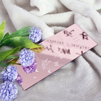 Base de Acrílico Color Oro Rosa para Menú, con Diseño de Mariposas Impresas en Blanco, para Bodas y Cenas