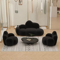 Canapé trois places en velours d'agneau noir Rosegia, style petit appartement, pour espace de repos de chambre principale, avec rembourrage en éponge Cloud Clothing Store