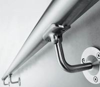 Accroche-main en acier inoxydable SS304 finition noire, fixation plate, design moderne pour balcon extérieur, réglable pour balustrade en verre et escalier