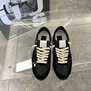 Black minimalist walking <b>shoes</b> with breathable thick sole and heightening feature. Luxurious brand <b>shoes</b> for men. - Product Image 1