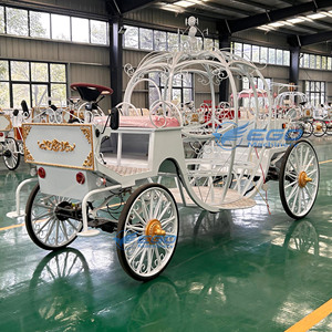 Chariot de princesse de luxe pour mariage, type Cendrillon, électrique, blanc, en forme de citrouille, transport spécial - Product Image 6