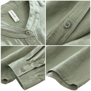 <span class=keywords><strong>Camisa</strong></span> <span class=keywords><strong>de</strong></span> <span class=keywords><strong>Lino</strong></span> 100% Puro <span class=keywords><strong>para</strong></span> Hombre, Cuello Mao, Transpirable, Absorbe la Humedad, <span class=keywords><strong>para</strong></span> Climas Cálidos, Venta al por Mayor, Se Acepta OEM y ODM - Product Image 4