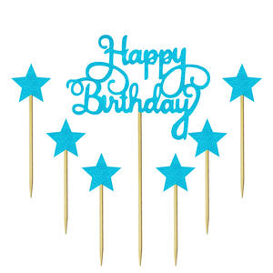 Decoraciones para tartas de cumpleaños, adornos para tarta de feliz cumpleaños para niño, hombre, niña, mujer, niños, estrella azul, decoración para cupcakes, Baby Shower - Product Image 3