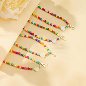 Trendy Jewelry Handmade Bubble Alphabet Beaded <strong>Necklace</strong> <strong>Boho</strong> Colorful Turquoise Initial Choker <strong>Necklaces</strong> for Women - Product Image 4