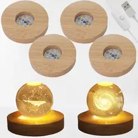 Vente en gros de lumière blanche chaude ronde et carrée Base de lampe à LED en bois Base de lampe à LED personnalisée pour veilleuse à LED 3d avec carte acrylique ABS