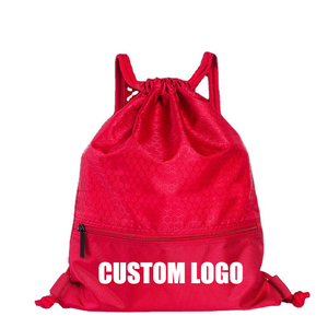 Hot Sale Custom Logo Sport Travel Waterproof Polyester <b>Drawstring</b> <b>Backpack</b> Bag with Zipper Pocket for Women Man Gym - Product Image 1