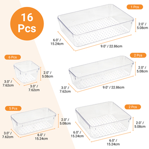 16 Pack Clear <b>Plastic</b> <b>Drawer</b> Organizer Trays Eco-Friendly <b>Storage</b> Bins for Kitchen Bathroom Makeup & Office Supplies - Product Image 5