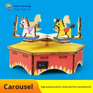 Juguetes Educativos Unisex para Niños de 0 a 3 Meses, Forma de Animal, <span class=keywords><strong>Ciencia</strong></span> Física, Pequeño Carrusel de Madera, Modelo de Adorno Manual - Product Image 3