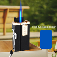 Briquet multifonctionnel en métal avec corde extérieure, briquet à flamme unique coupe-vent pour cigares, coupe-ongles, ouvre-bouteille