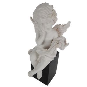 Estatuilla de Ángel de resina leyendo <span class=keywords><strong>Biblia</strong></span> pequeña estatua sentada <span class=keywords><strong>en</strong></span> mármol decoración del hogar - Product Image 1