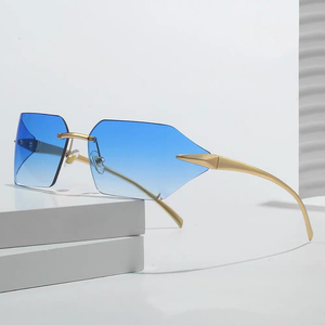 Gafas de Sol de Lujo Personalizadas con Patillas Metálicas Sin Marco para Hombre, Gafas de Sol de Diseñador con Logotipo para Mujer - Product Image 2