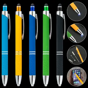 LED light pen stock gift metal touch screen ballpoint pen multifunctional three in one printable logo light pen