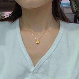 Gold Plated Flower Pendant Necklace For Women Everyday Wear 10cm Extended Chain Elegant Jewelry Shanwei Origin XL-066 - Product Image 1