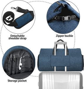 Free Sample Custom Logo Vintage Convertible Leather Tote Duffel <b>Bag</b> <b>Garment</b> Cover with Zipper Closure for <b>Travel</b> - Product Image 2