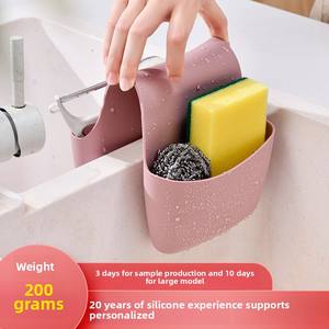 ชั้นซิลิโคนแบบยึดผนังไม่พับชั้นระบายน้ำพร้อมอานสำหรับเก็บจานและชามในห้องครัว - Product Image 4