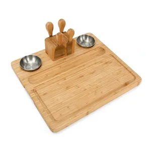 Acacia Wood Cheese Board Set With Slate Round Charcuterie Board Cheese Serving Platter With Slide-Out Drawer