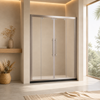 Panneau de retour pour porte de douche coulissante encadrée, profilé en aluminium, quincaillerie chromée, verre trempé 8 mm, design personnalisé peu encombrant